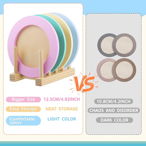 Image of GAGAKU Kids Wooden Play Dishes Set -27Pcs Montessori Play Kitchen Accessories Plates and Bowls Set, Storage Stand & Play Food, Pretend Cooking Toys for Ages 3-5, Educational Gift for Toddler
