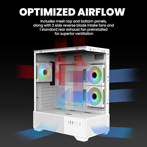 Zalman Chronix ATX PC Case, 3 x PWM ARGB Fans with 6-Channel ARGB PWM Hub, USB Type-C, 360mm Radiator Support, Full-View Dual Tempered Glass Panel, Mid Tower Desktop Gaming Computer Case, White