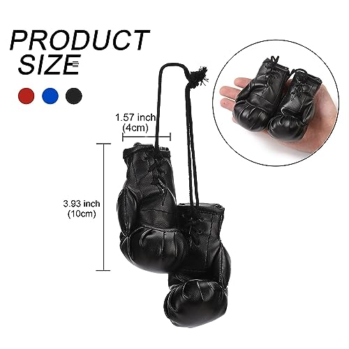 JSCARLIFE1 Pairs Mini Boxing Gloves for Car Mirror, Boxing Gloves Pendant Boxing Gloves Hanging Miniature Punching Gloves for Home Car Accessories Bag Keychain (Black) - Image 2