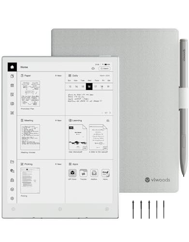 VIWOODS Upgraded Bundle with AiPaper Mini, 8.2’’ AI E Ink Tablet with Adjustable Light, 292PPI Electronic Notebook with Pen, Portable 230g, 128GB Storage Note Taking Device