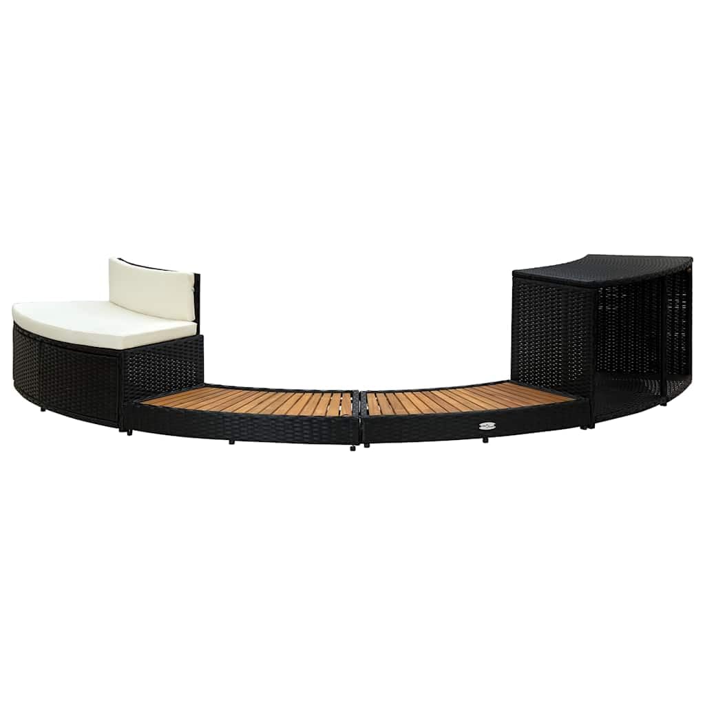 Whirlpool Umrandung 289 x 124 x 56 cm Schwarz Poly Rattan & Massivholz Akazie