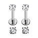 16g CZ Labret Cartilage Tragus Monroe Lip Nose Helix Stud Earrings Stainless Steel Cubic Zirconia Tiny Mini Small Studs Body Piercing Jewelry Hypoallergenic 2mm 3mm 4mm 3 Pairs Set