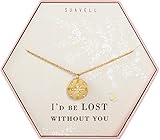 SUAVELL Necklace Gift for Girlfriend / Wife, 18K Gold Plated, Cute I Love You Compass Heart Jewelry...