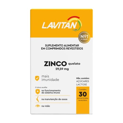 LAVITAN Zinco Quelato 29,59mg Com 30 Comprimidos Revestidos