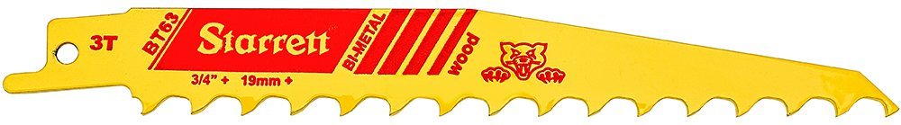 Starrett BT63-50 Bi-Metal Fast Cut Tapered General Purpose Reciprocating Blade, 0.050" Thick, 3 TPI, 6" Length x 3/4" Width (Pack of 50)