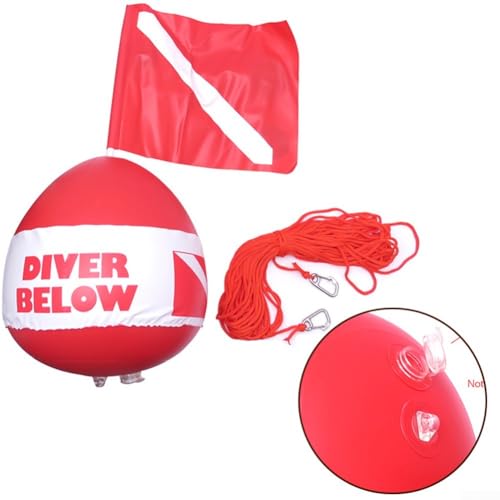 Duiken PVC boei vlotter met kleine vlag, oppervlakte positionering waarschuwingsboei met 25M touw haak 32 * 33 * 33 cm - Image 5