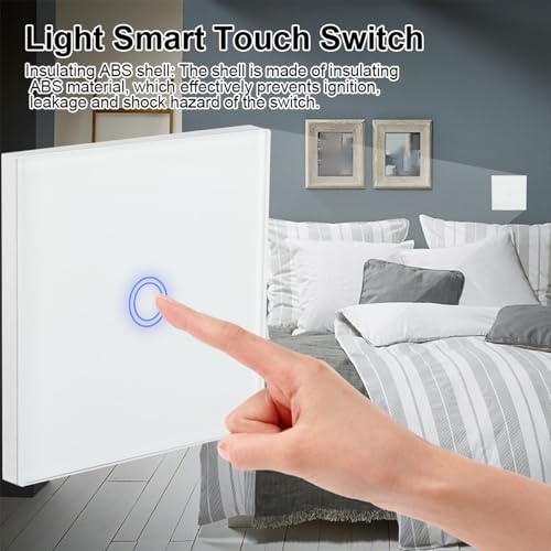 Interruptor de luz tactil inteligente unipolar con panel de vidrio de 86x86 mm 4