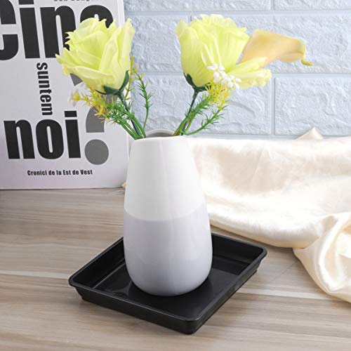 Yardwe 10 Pcs Square Plastic Plant Saucer Tray Plant Pot Saucer Flower Pot Tray For Garden Potted Water Drips And Soil 7 X 7 X 1.2 Inch (Black) #TOP1