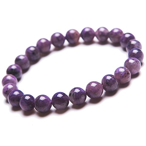 Charoite 8mm naturel bracelet stretch perles rondes cristal violet de lithothérapie