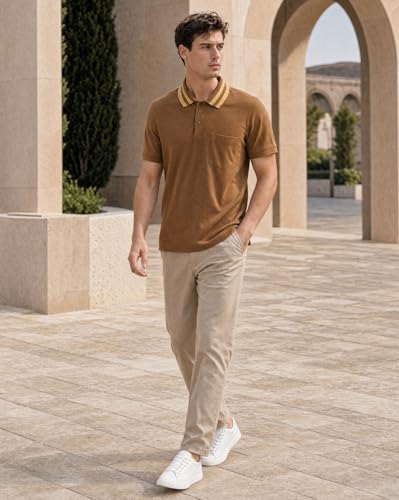 Image of Nobero Striped Collar Regular Fit Polo T Shirt for Men | Polo t-Shirts for Men | Regular Fit | Striped Collar | Premium Fabric | Casual & Smart Casual