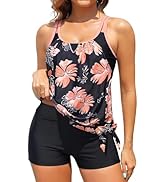 Daci Tankini Swimsuits for Women - 2 Piece Bathing Suit Tummy Control Swimming Suits with Shorts ...