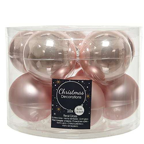 Baumkugel -Classic- 10er-Set Glas 6cm rosa-Mix Weihnachtsdeko Baumschmuck thumbnail