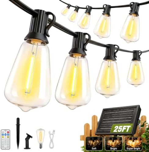 25FT Solar String Lights Outdoor Waterproof for Patio Hanging