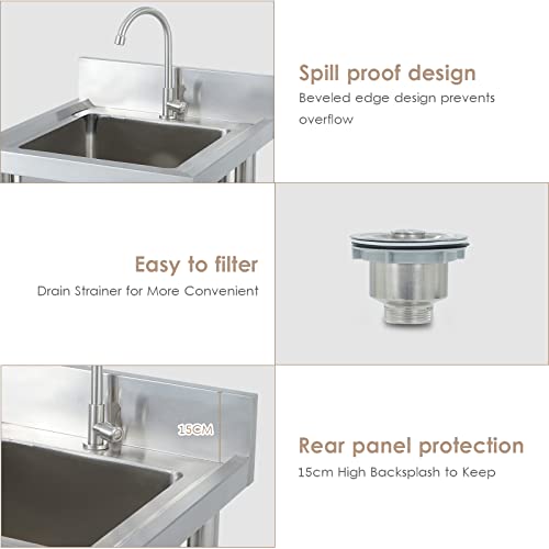 Évier de cuisine utilitaire en acier inoxydable 304 pour poste de lavage de restaurant - 6