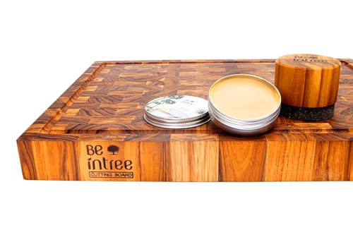 Juego Premium de Tabla de Cortar de Madera de Teca - Juego Completo con Tabla de Grano Final, Cera para Madera y Aplicador - Ideal para Cocineros y Chefs en Casa miniatura 3