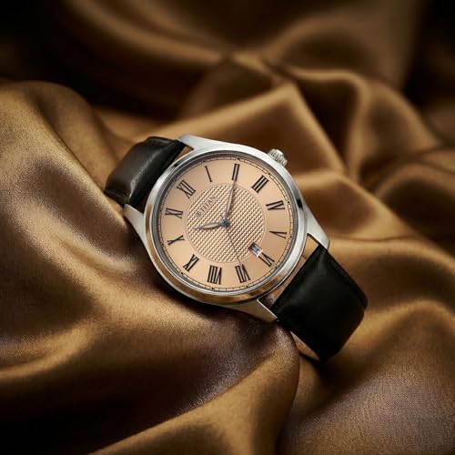 Image of Titan Neo Roman Analog with Rose Gold Dial Brown Leather Strap Watch for Men - 10063SL01