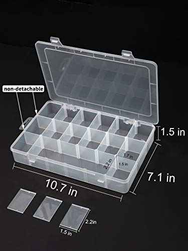 Image of 2pack 18 Grids Clear Plastic Organizer Box Storage Container with Adjustable Dividers (Clear x 2PC,18 Grids)