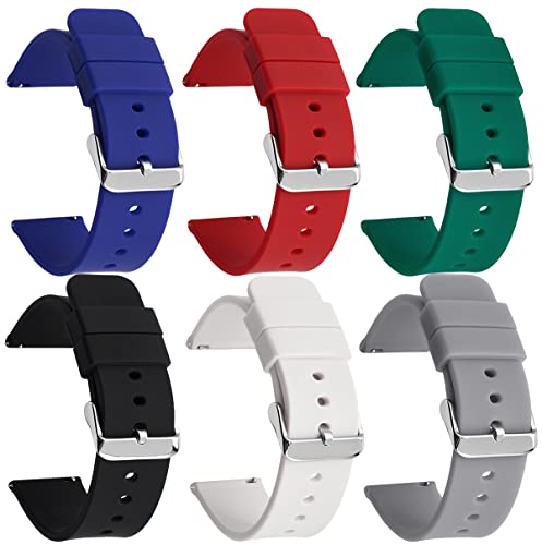 TenCloud Replacement Bands Compatible with Ticwatch Pro 5 Enduro/Pro 5 Watch Straps Adjustable Soft Silicone Sport Wristband Accessory Bands-6 Pack