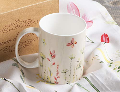 Maison D' Hermine Mug With Handles Fine Bone China Coffee Mug Pack Of Two For Gifts Hot Beverages - Coffee Cappuccino Latte Cocoa Perfect For Wife, Girlfriend (Botanical Fresh, 12 Oz) #TOP3