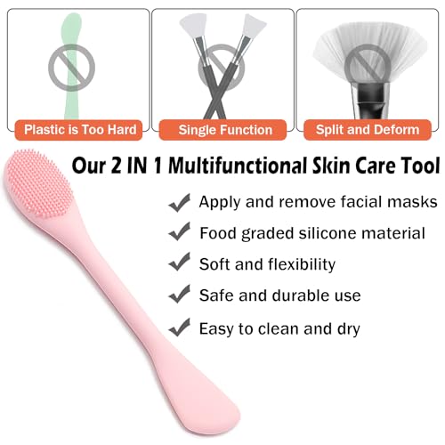 Rampula FMB-EUCALYPTUS GREEN+PINK Facial Cleansing Brush, 2 In 1 Silicone Face Mask Brush & Face Scrubber thumb #1