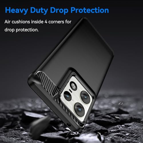 Image of NPRC Hybrid Ultra Slim Protective Case TPU Non-Slip Carbon Fiber Texture Shockproof Case Cover for Moto Edge 50 Neo - Black