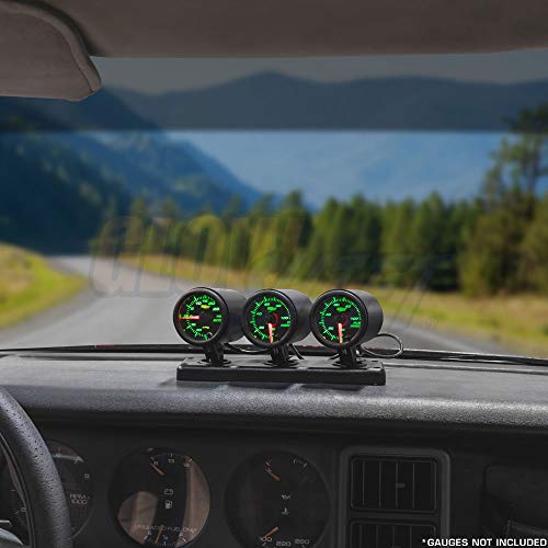Glowshift Universal Black Triple Gauge Swivel Dashboard Pod - Fits Any Make/Model - Swivels 360 Degrees - Abs Plastic - Mounts (3) 2-1/16" (52Mm) Gauges To Vehicle's Dash #TOP1