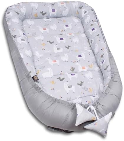 PALULLI babynest babynest 50x90 cm babycocon, 2-zijdig, 100% katoen, nest voor babybedje, knuffelnest, kussen, reisbedje voor baby's en peuters (ster F