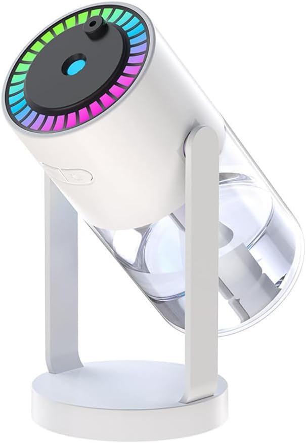 360° rotating cool mist humidifier, small aesthetic humidifier with colorful atmosphere light, portable usb water diffuser for plants, desk & nightstand, silent operation & auto shut-off