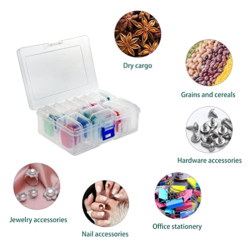 Image of Letken 13 Pieces Small Plastic Craft 0rganizers and Storage, Transparent Box with Hinged Lid for Storage of Jewelry, Diamonds, DIY Art Craft Accessory