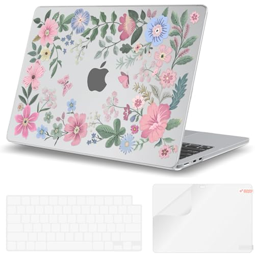 iCasso MacBook Air 13 inch Case Flower Crystal Clear M5 2026 A3449