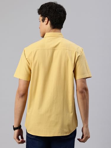 Image of Majestic Man Men's Pure Cotton Dobby Weave Checks Slim Fit Half Sleeve Casual Shirt