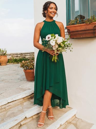 Image of Ever-Pretty Women's Halter Chiffon Midi Cocktail Wedding Guest Dress