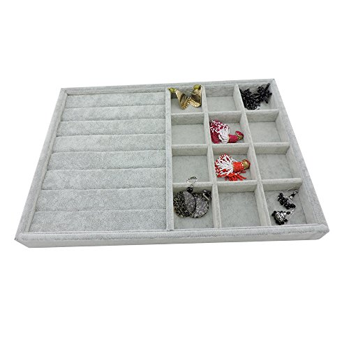 Bocar Grey Velvet Jewelry Display Showcase Organizer Holder For Necklace Bracelet Ring Earring (Gp-Jz+12G) #TOP1