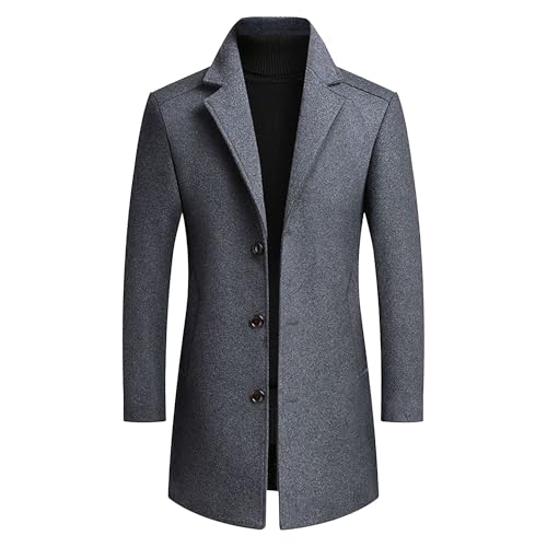 Manteau trench homme double boutonnage gris D67 coupe ajustée mi-long en taille XXL pour l'hiver