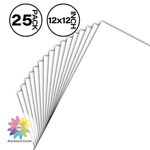 Mat Board Center, Pack Of 25, 12X12 White Backing Boards - 4-Ply Thickness - For Pictures, Photos, Framing Support - Great For Diy Projects, Art, Prints #TOP1