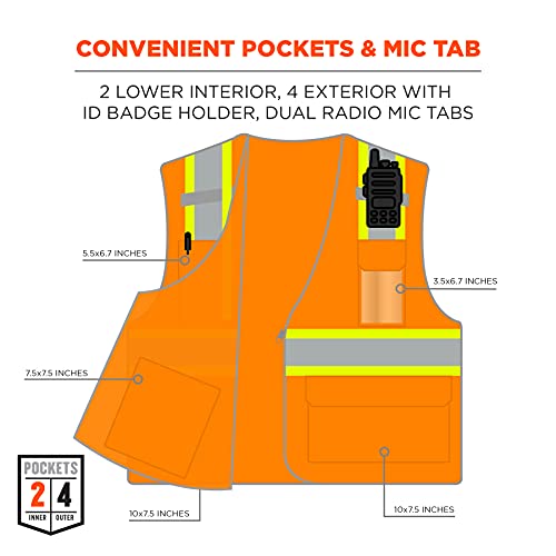Ergodyne Glowear 8246Z Ansi High Visibility Two Tone Mesh Safety Vest With Reflective Binding, Orange, 2X-Large/3X-Large #TOP28