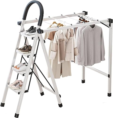 Portable Folding Drying Rack for Clothes, Collapsible Ladder-Style Aluminum Alloy Clothes Drying Stand（A,1.3M）