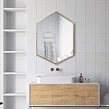 TANGGU Gold Hexagon Mirror Wall Mounted 27.5''x19.6'',Large Gold Mirrors for Wall,Modern Vanity Mirror for Living Room Bathroom,Big Metal Frame Wall Mirror