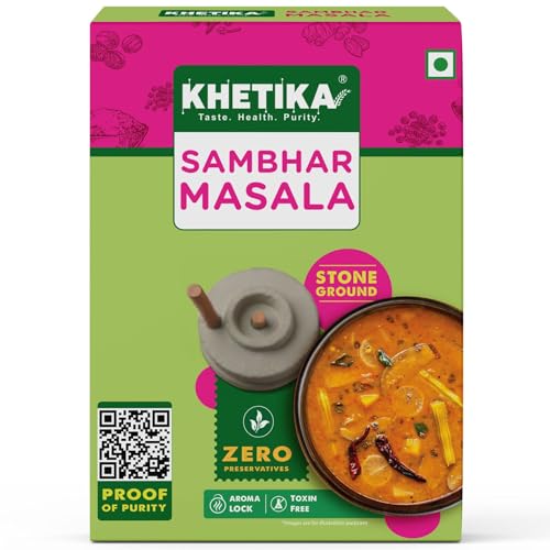 Image of Khetika Sambhar Masala with Natural Oils, 100g, Sambhar Masala Powder, Stone Grounded, Rich Aroma & Flavour