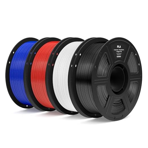 ELEGOO PLA Filament 1.75mm Bundle 4KG, 3D Printer Filament Dimensional Accuracy +/- 0.02mm, 4pcs 1kg Spool(2.2lbs) Fit Most FDM 3D Printers (Black, White, Dark Blue, True Red)
