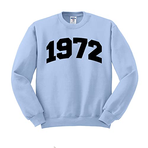 TeesAndTankYou 1972 College Style Sweatshirt Unisex Small Light Blue