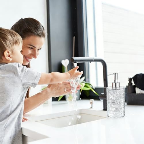 yolzhxe 2 Stück 400ml Seifenspender Kunststoff, Spülmittelspender Küche mit Trichter, Moderne Seifenspender Bad, Soap Dispenser für Spülmittel, Handseife, Shampoo, Transparent