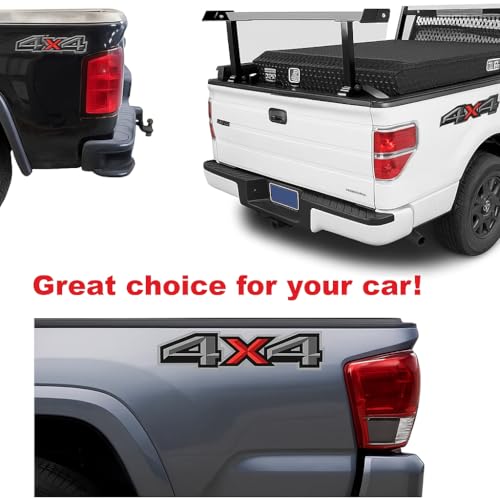 Image of Set of 2 PCS 4x4 Decals Stickers Compatible with 2014-2018 Chevy Silverado Sierra Truck Pickup Bedside,Truck Emblems, Auto Decoration Accessories Emblem (Gray /Red Bold)
