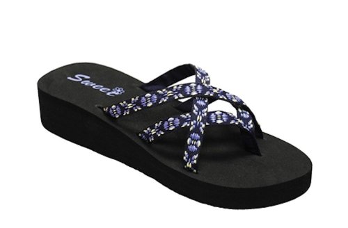 Gear One Women's Ladies' Mush Style Flip Flops Comfort Thong Sandals with Wedge