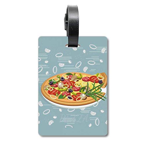 Étiquette valise pizza haute visibilité : accessoire de voyage résistant avec porte-adresse