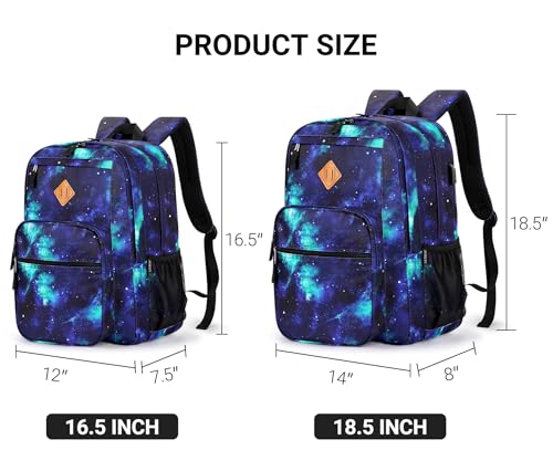 Image of ZORFIN 36L Backpack for College, and Travel: Water Resistant Bookbag with 8 Compartments - Cyberspace Galaxy