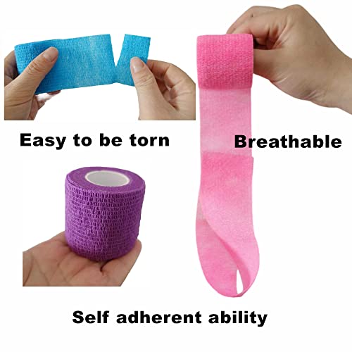 Cadeved 8 Pack 2" X 5 Yards Self Adhesive Bandage Wrap Cohesive Bandage Breathable Self Adherent Vet Tape Elastic Sports Wrap (Mixed Colors) #TOP4