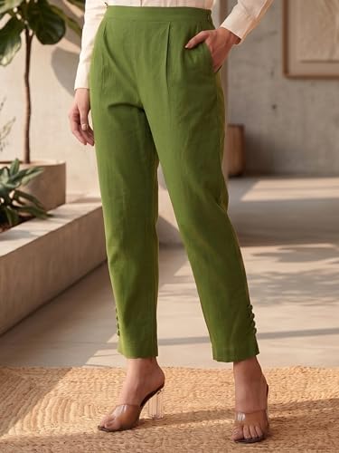 Image of Yash Gallery Women's Regular Fit Mid Rise Solid Lycra Trouser Regular Pants