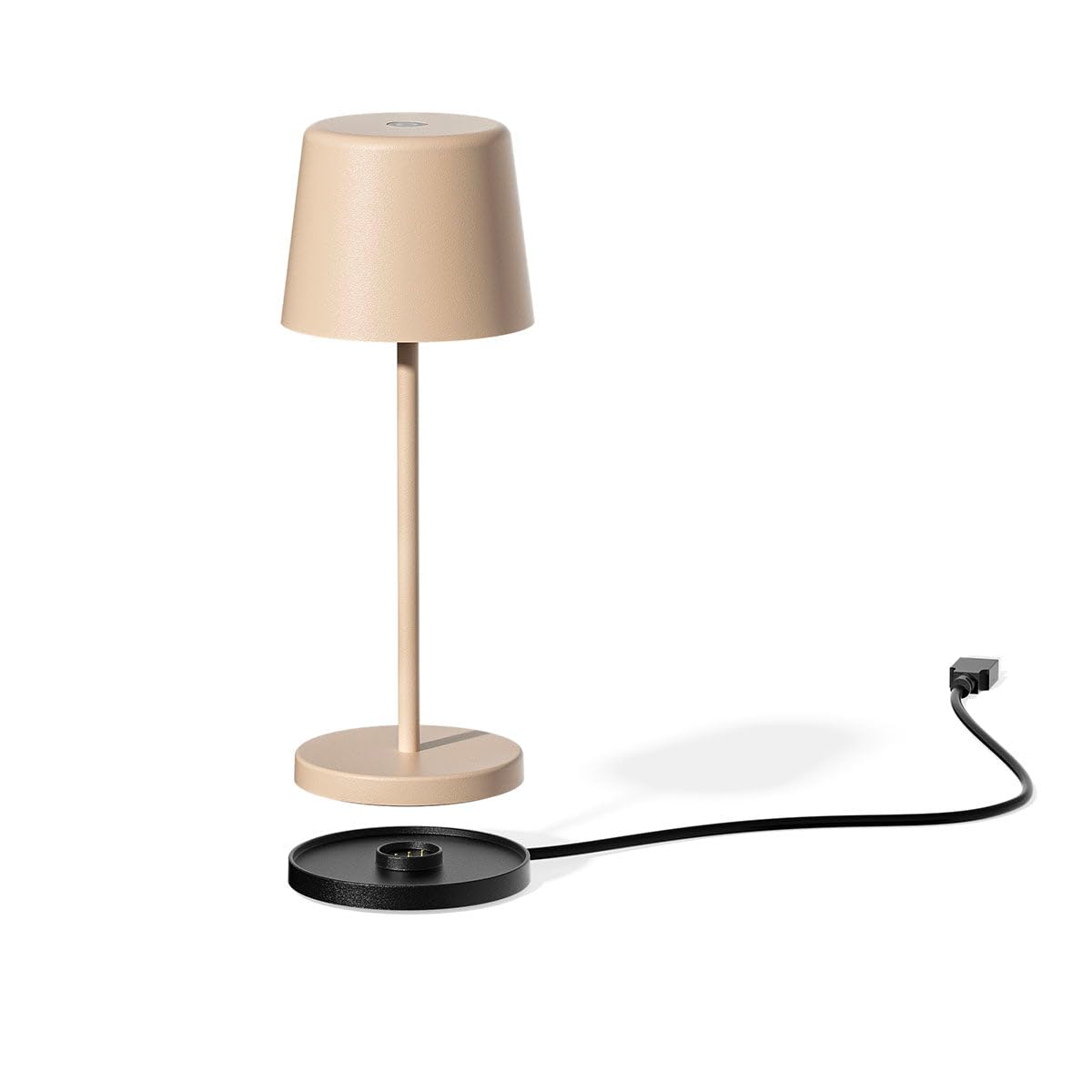 Mini lámpara de mesa táctil inalámbrica de aluminio beige LED MINI SAND blanco regulable H22cm