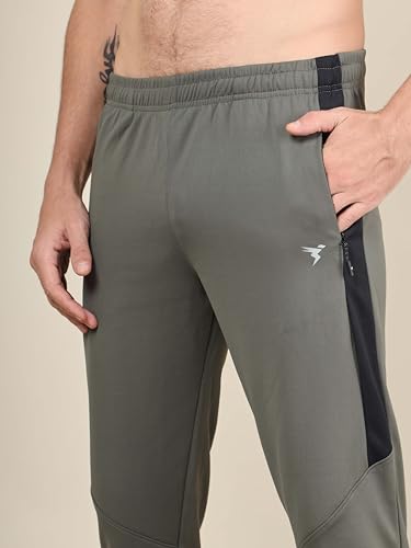 Image of TECHNOSPORT Men's Slim Fit Mid Rise Solid Trackpant with Techno Dry for Gym, Workout & Sports